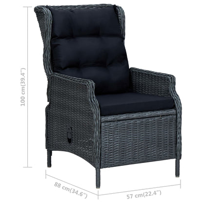 -Delige Loungeset Met Kussens Poly Rattan Donkergrijs