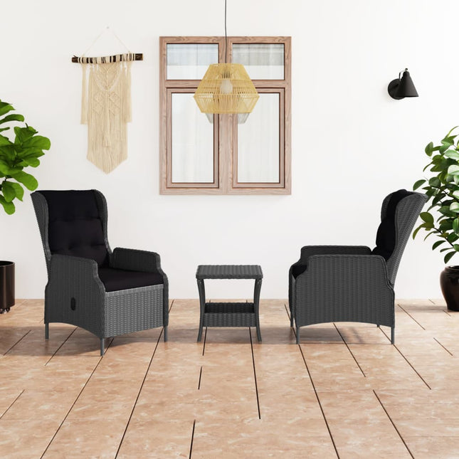 -Delige Loungeset Met Kussens Poly Rattan Donkergrijs