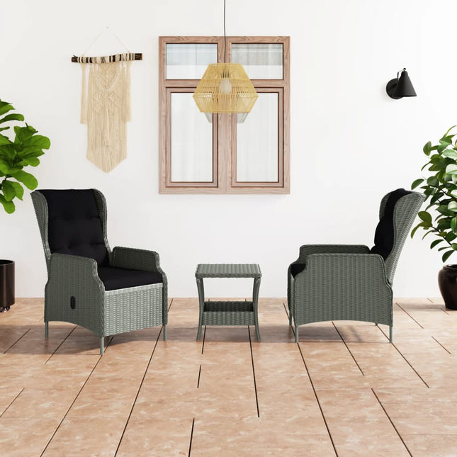 -Delige Loungeset Met Kussens Poly Rattan Lichtgrijs