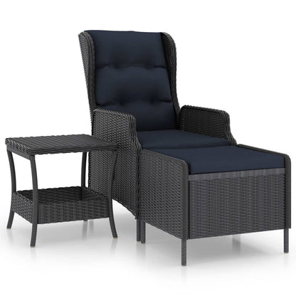 Loungeset Met Kussens Poly Rattan Donkergrijs