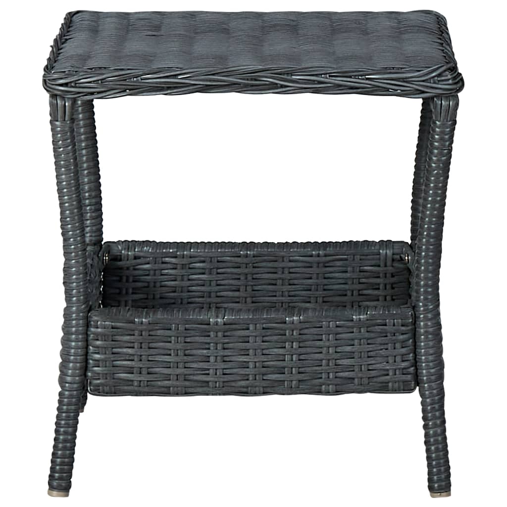 Loungeset Met Kussens Poly Rattan Donkergrijs