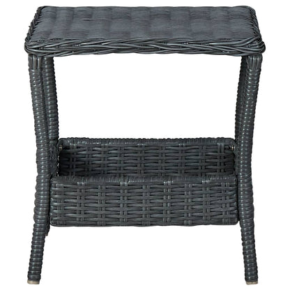 Loungeset Met Kussens Poly Rattan Donkergrijs