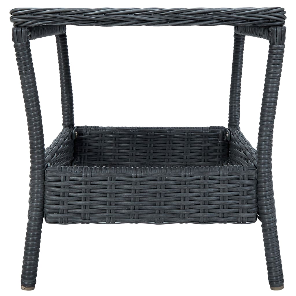 Loungeset Met Kussens Poly Rattan Donkergrijs