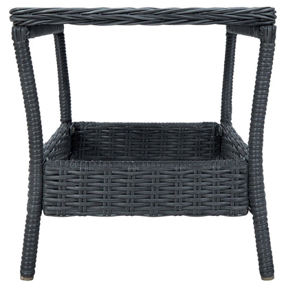 Loungeset Met Kussens Poly Rattan Donkergrijs