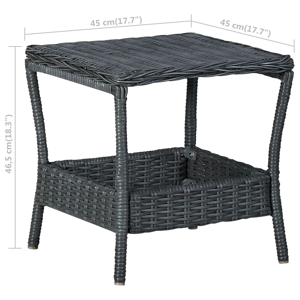 Loungeset Met Kussens Poly Rattan Donkergrijs