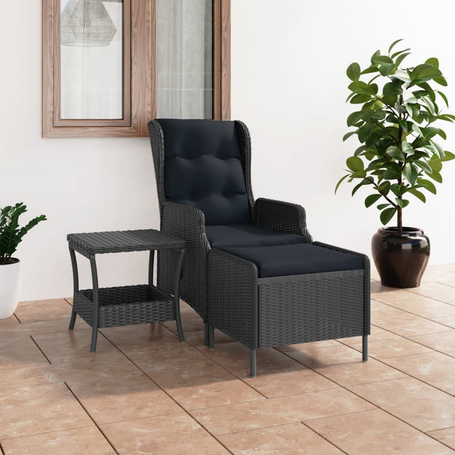 -Delige Loungeset Met Kussens Poly Rattan Donkergrijs