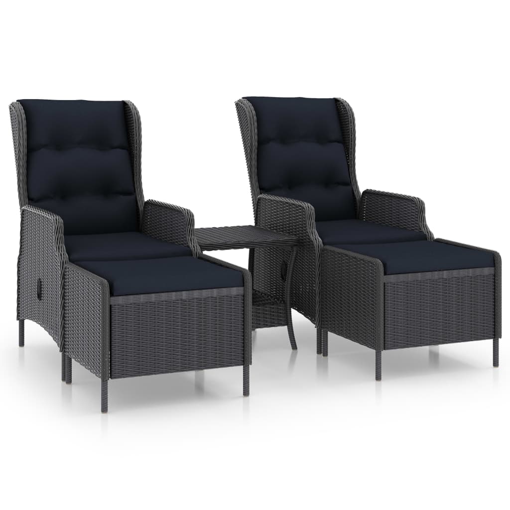 Loungeset Met Kussens Poly Rattan Donkergrijs