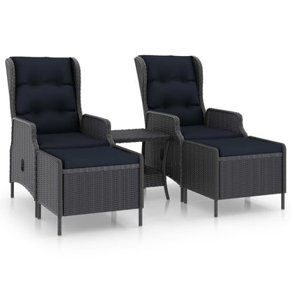 Loungeset Met Kussens Poly Rattan Donkergrijs
