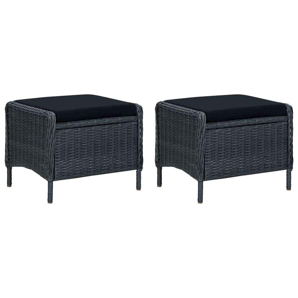 Loungeset Met Kussens Poly Rattan Donkergrijs