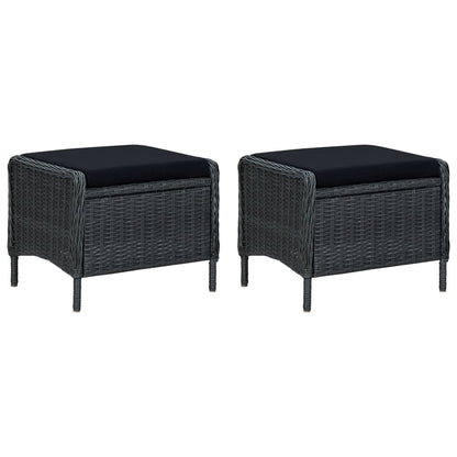 Loungeset Met Kussens Poly Rattan Donkergrijs