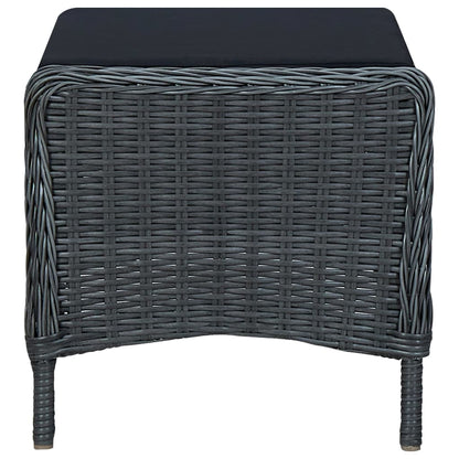 Loungeset Met Kussens Poly Rattan Donkergrijs