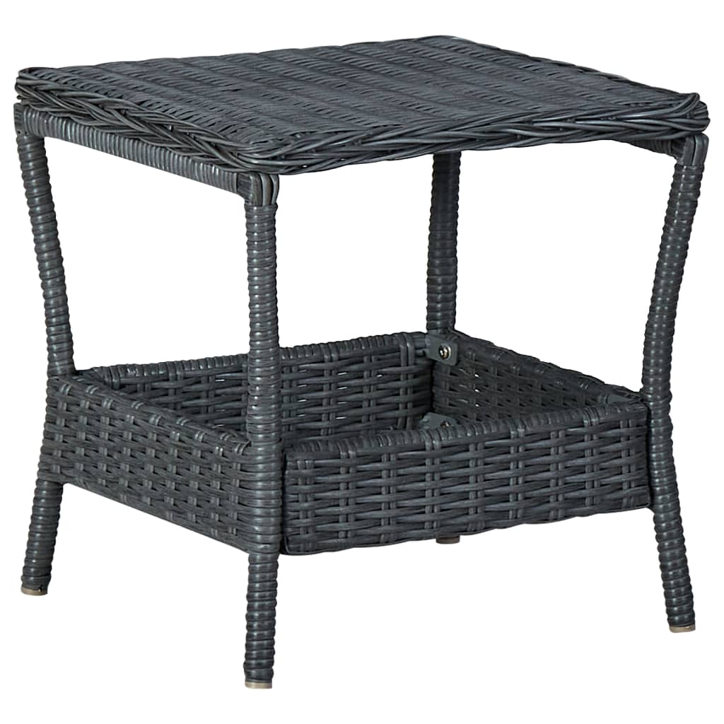 Loungeset Met Kussens Poly Rattan Donkergrijs