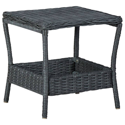 Loungeset Met Kussens Poly Rattan Donkergrijs