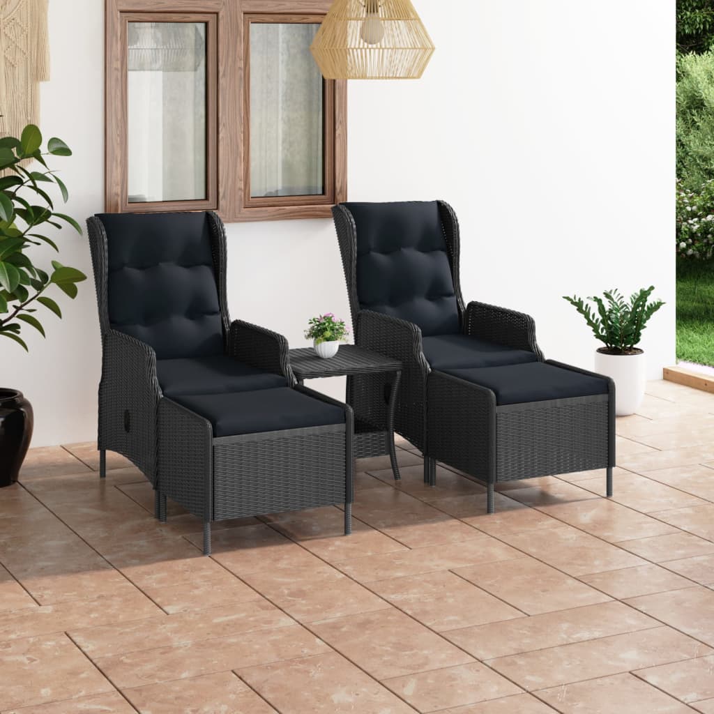 Loungeset Met Kussens Poly Rattan Donkergrijs
