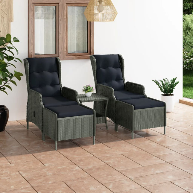 -Delige Loungeset Met Kussens Poly Rattan Lichtgrijs