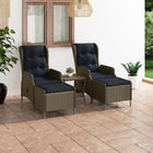 -Delige Loungeset Met Kussens Poly Rattan Bruin