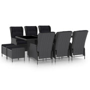 Tuinset 9-delig poly rattan donkergrijs met kussens