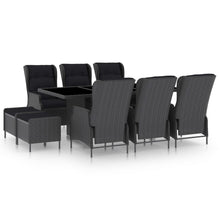 Tuinset Met Kussens Poly Rattan Donkergrijs en zwart