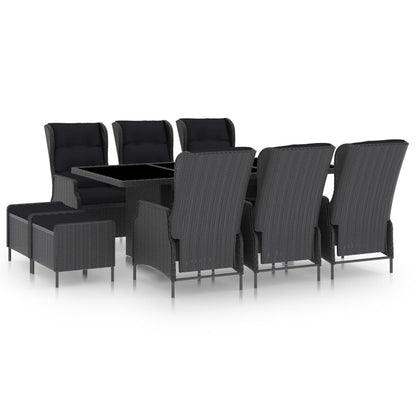 Tuinset Met Kussens Poly Rattan Donkergrijs en zwart