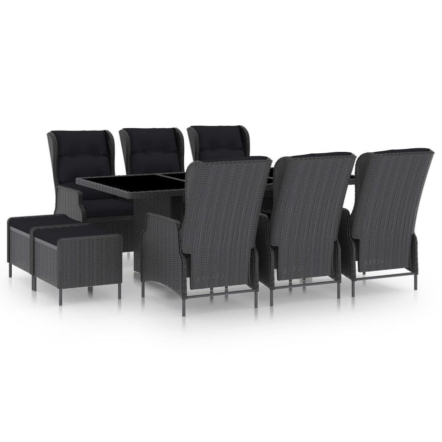 Tuinset Met Kussens Poly Rattan Donkergrijs en zwart