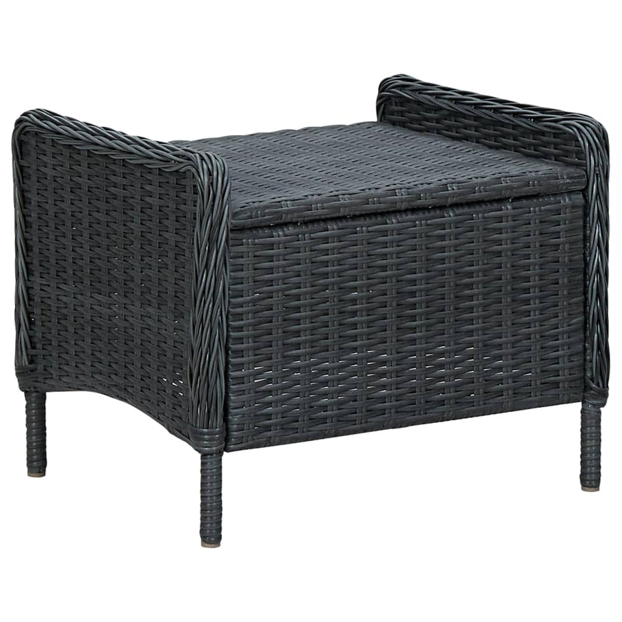 Tuinset Met Kussens Poly Rattan Donkergrijs en zwart