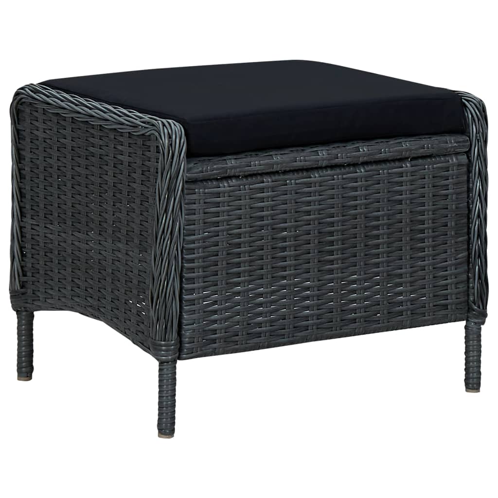 Tuinset Met Kussens Poly Rattan Donkergrijs en zwart