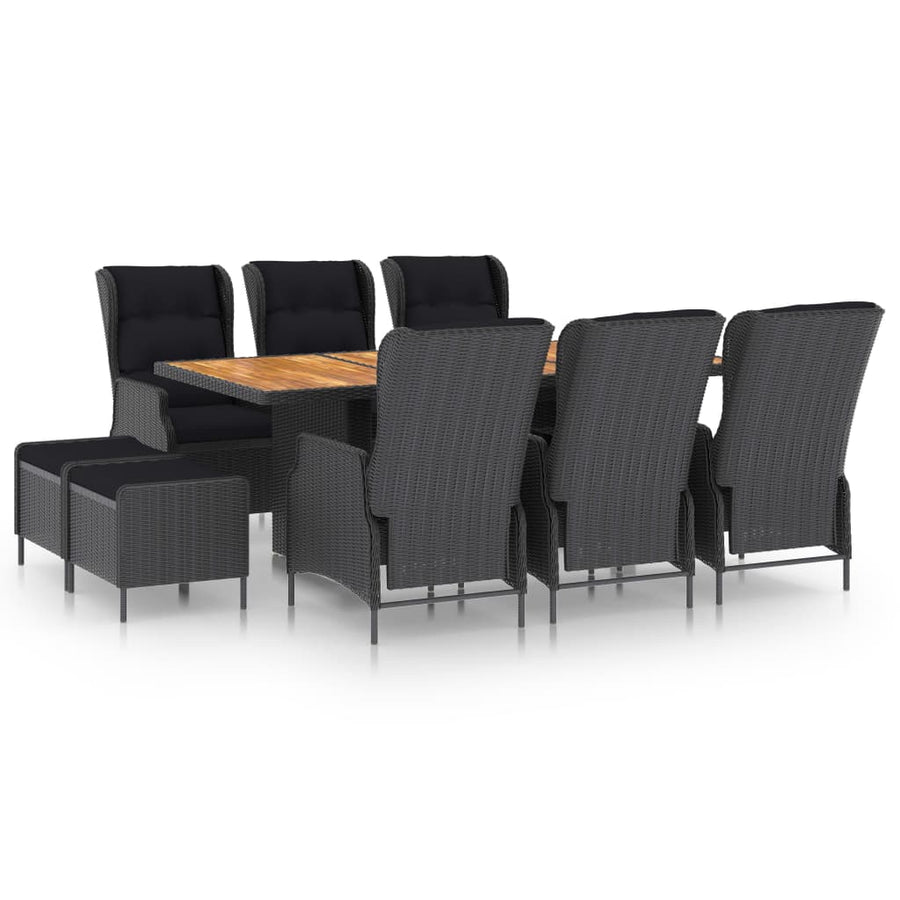 Tuinset Met Kussens Poly Rattan Donkergrijs en bruin