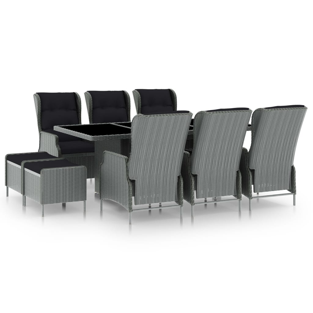 Tuinset Met Kussens Poly Rattan Lichtgrijs light grey and black
