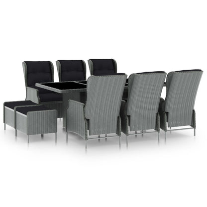 Tuinset Met Kussens Poly Rattan Lichtgrijs light grey and black
