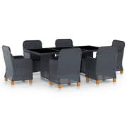 Tuinset 7-delig poly rattan donkergrijs met kussens