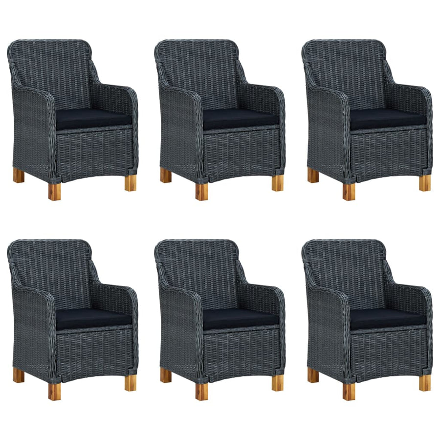 -Delige Tuinset Met Kussens Poly Rattan 7 Nee Donkergrijs en zwart