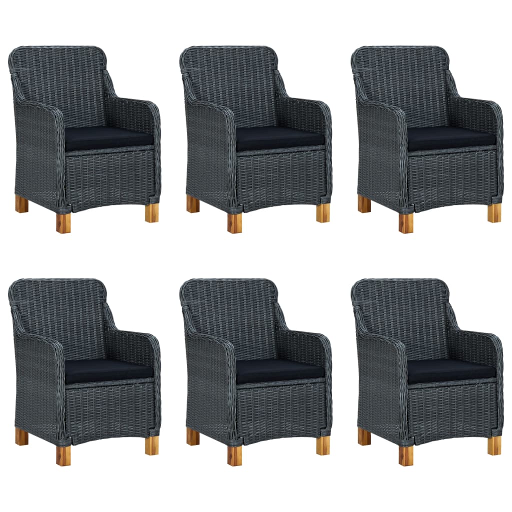 -Delige Tuinset Met Kussens Poly Rattan 7 Nee Donkergrijs en bruin