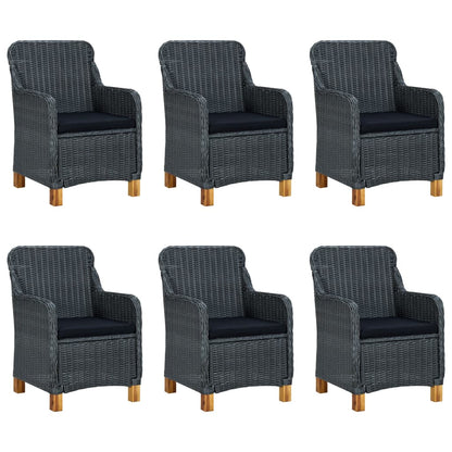 -Delige Tuinset Met Kussens Poly Rattan 7 Nee Donkergrijs en bruin