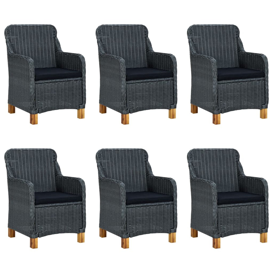-Delige Tuinset Met Kussens Poly Rattan 7 Nee Donkergrijs en bruin
