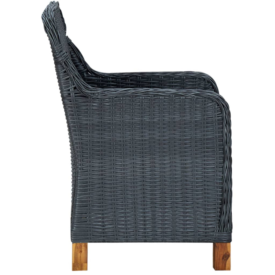 -Delige Tuinset Met Kussens Poly Rattan 7 Nee Donkergrijs en bruin