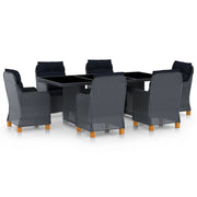 Tuinset 7-delig poly rattan donkergrijs