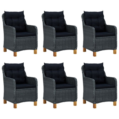 -Delige Tuinset Met Kussens Poly Rattan 7 Ja Donkergrijs en zwart