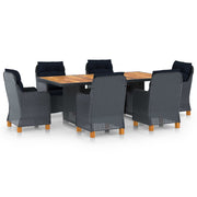 Tuinset 7-delig poly rattan donkergrijs