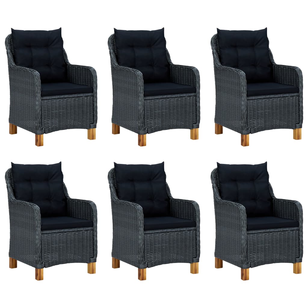 -Delige Tuinset Met Kussens Poly Rattan 7 Ja Donkergrijs en bruin