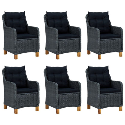 -Delige Tuinset Met Kussens Poly Rattan 7 Ja Donkergrijs en bruin
