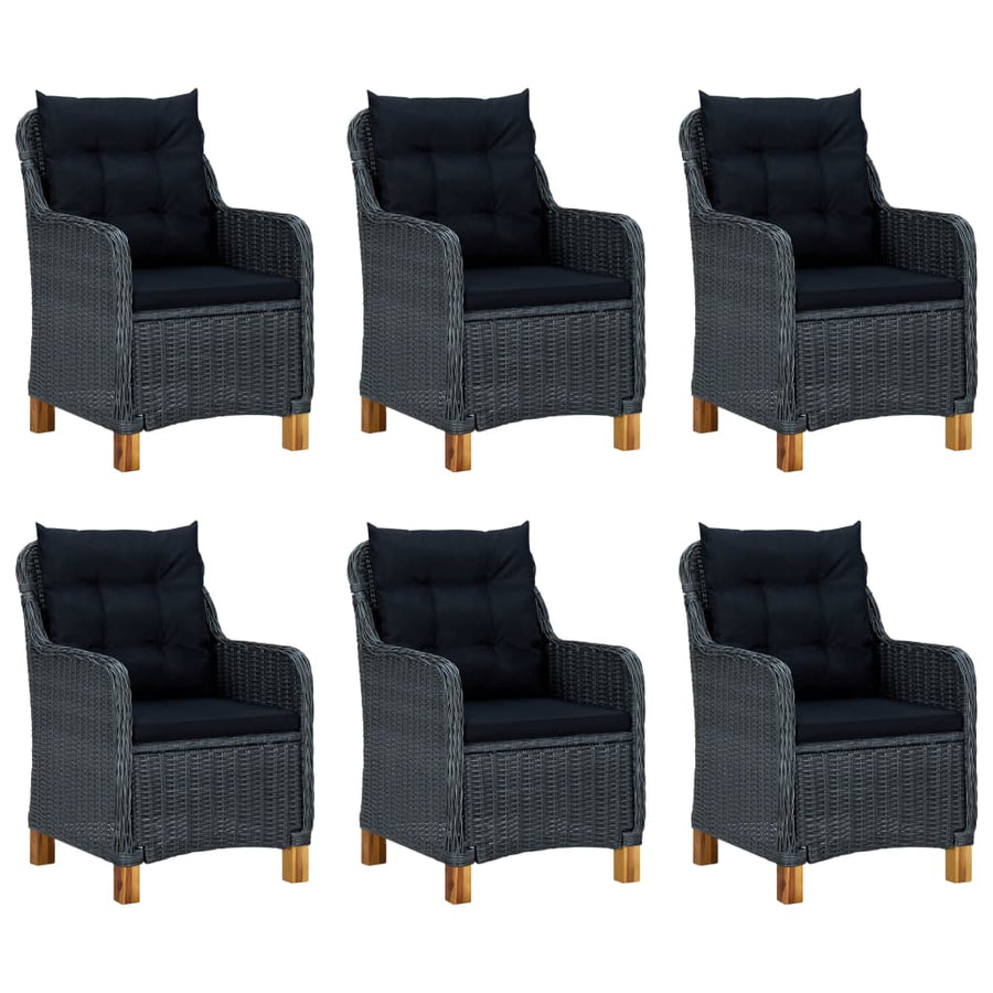 -Delige Tuinset Met Kussens Poly Rattan 7 Ja Donkergrijs en bruin