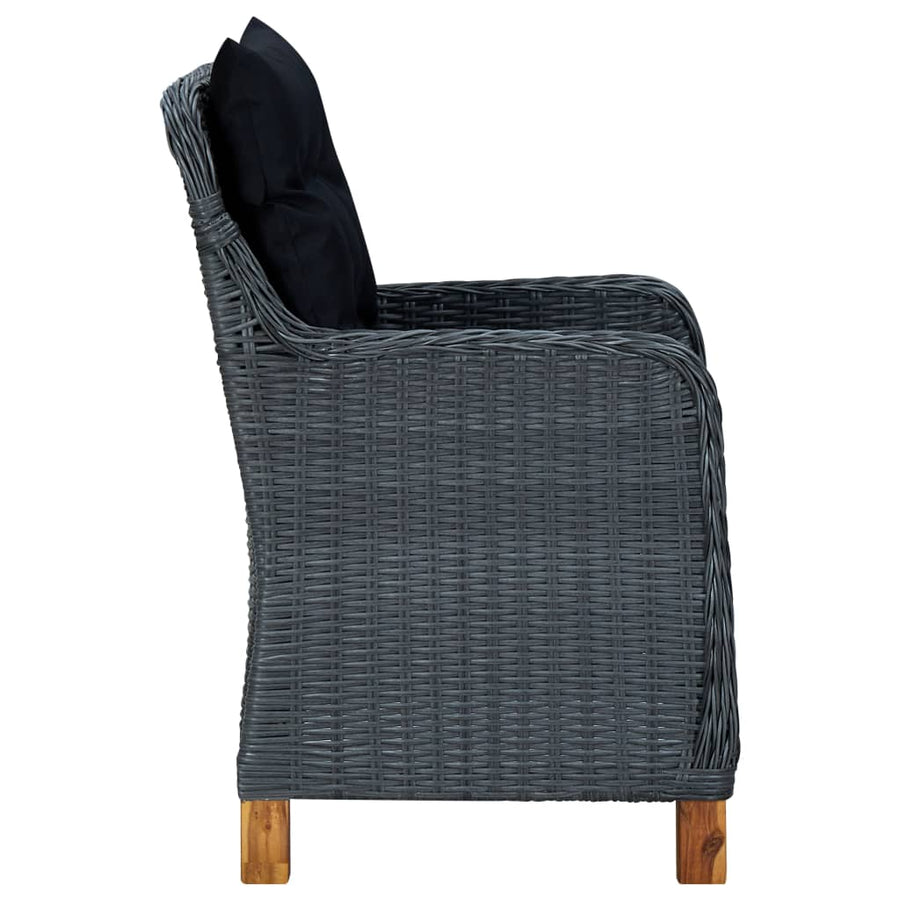 -Delige Tuinset Met Kussens Poly Rattan 7 Ja Donkergrijs en bruin