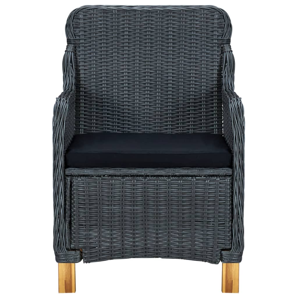 -Delige Tuinset Met Kussens Poly Rattan 9 Nee Donkergrijs en zwart