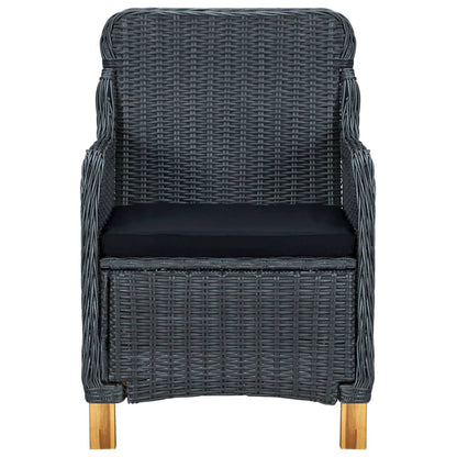 -Delige Tuinset Met Kussens Poly Rattan 9 Nee Donkergrijs en zwart