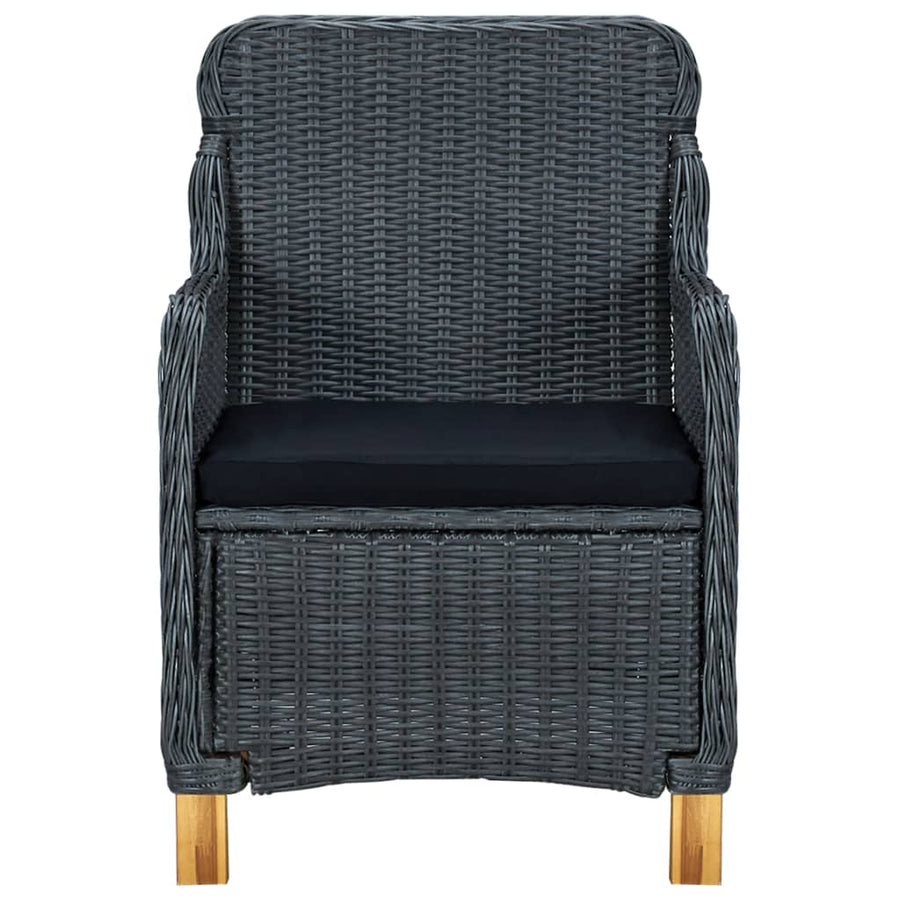 -Delige Tuinset Met Kussens Poly Rattan 9 Nee Donkergrijs en zwart