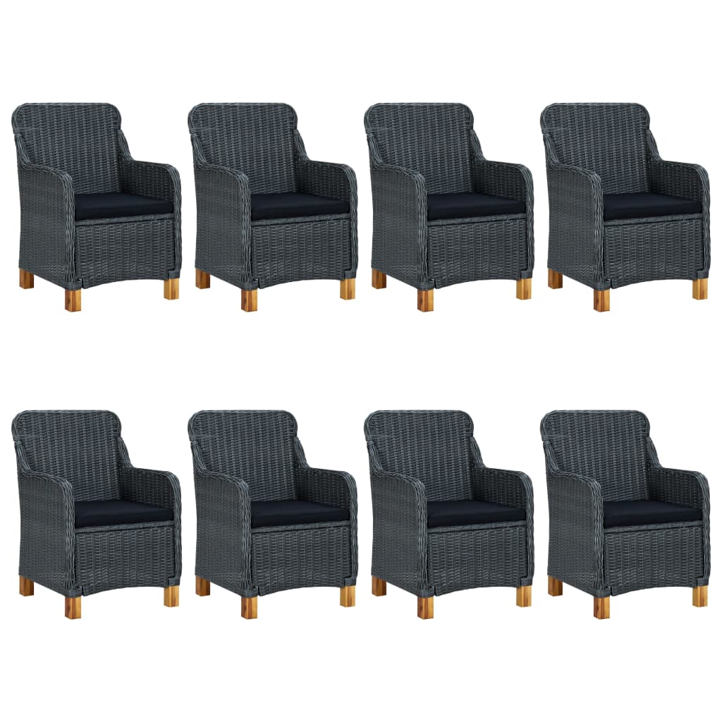 -Delige Tuinset Met Kussens Poly Rattan 9 Nee Donkergrijs en bruin