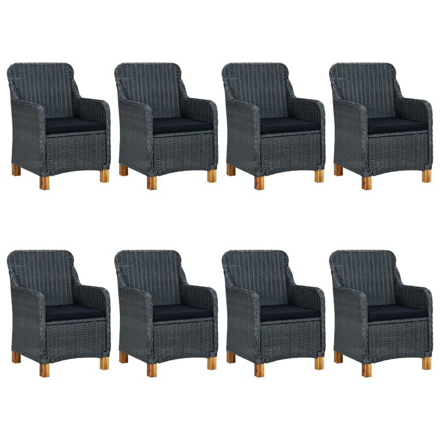 -Delige Tuinset Met Kussens Poly Rattan 9 Nee Donkergrijs en bruin