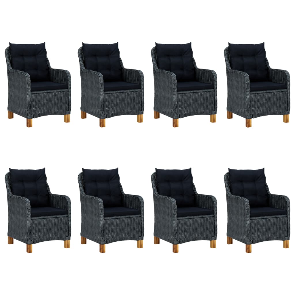 -Delige Tuinset Met Kussens Poly Rattan 9 Ja Donkergrijs en bruin