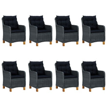 -Delige Tuinset Met Kussens Poly Rattan 9 Ja Donkergrijs en bruin