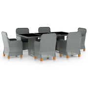 Tuinset 7-delig poly rattan lichtgrijs met kussens